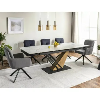 Jídelní stůl Designový jídelní stůl FARES - bílý / dub / černý