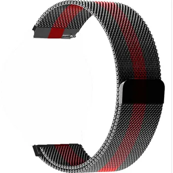 Příslušenství k chytrým hodinkám Kovový řemínek milánský tah 20 mm - univerzální (Samsung, Huawei, Xiaomi,..) Černá - červená
