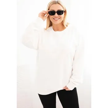 Dámská mikina Dámská plussize basic mikina s kulatým výstřihem/BARVY Barva: Bílá, Velikost: XXL