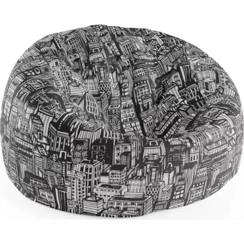 Sedací pytel Sablio Sedací vak Cocoon Kreslené mrakodrapy - 75 x 45 x 35 cm