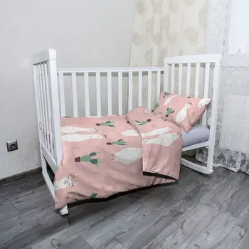 Povlečení Sablio Mikroplyšové dětské povlečení do postýlky Lama a kaktusy - 100x135 / 40x60