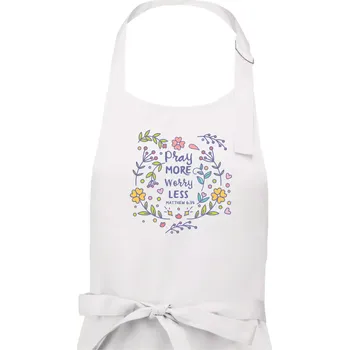 Kuchyňská zástěra Pray more worry less - Pánská zástěra na vaření - Univerzální velikost ( Bílá )