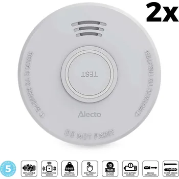 Bezpečnostní detektor Alecto SD530 detektor kouře dle EN14604, 10 let životnost snímače, 5 let baterie, 2 ks v balení
