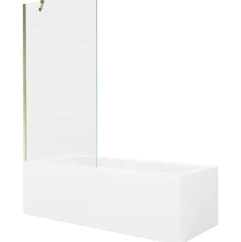 Vanová zástěna MEXEN/S - Cubik obdélníková vana 150 x 70 cm s panelem + vanová zástěna 90, transparent, zlatá 550315070X9509000050