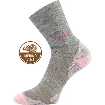 Voxx Irizarik – dětské merino ponožky se stříbrem – světle šedá/magenta Velikost: 30-34