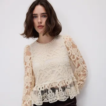 Reserved - Halenka s výšivkou - krémová - 065HN-01X - 065HN-01X-S