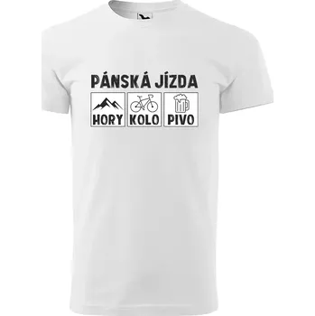Sablio Tričko s potiskem Pánská jízda - hory, kolo, pivo - bílé S