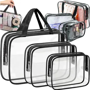 Kosmetická taška VERK GROUP Průhledné pouzdro na kosmetiku 3 v 1 pro cestovní organizér do letadla