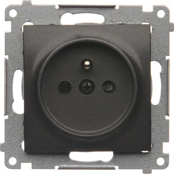 Elektrická zásuvka Zásuvka silová 1 násobná typ E, s uzemněním, se clonkami, 16 A / 230, Simon 54 DGZ1CZ.01/48, antracitová metalizovaná
