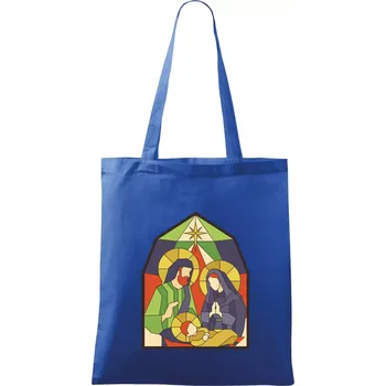 Nákupní taška Vitráž - jesličky - Taška bavlněná - 42 x 38 cm ( Královská modrá )