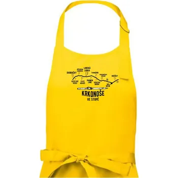 Kuchyňská zástěra Krkonoše ve stopě - Dámská zástěra na vaření - Univerzální velikost ( Žlutá )
