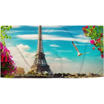 Osuška Sablio Ručník Paříž Eifellova věž Mraky - 50x100 cm