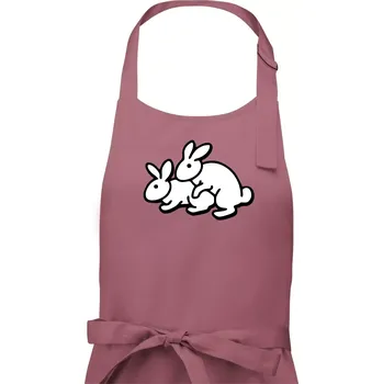 Kuchyňská zástěra Dupající králící - Dámská zástěra na vaření - Univerzální velikost ( Starorůžová )