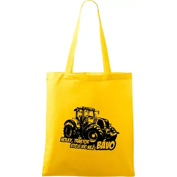 Holky, traktor stojí víc než bávo - Taška bavlněná - 42 x 38 cm ( Žlutá )