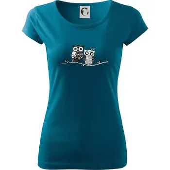 Dvě sovy abstraktní - Dámské triko Pure - L ( Petrolejová )