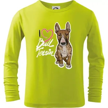 I love bull terrier - Triko dětské Long Sleeve - 146 cm/10 let ( Limetková )