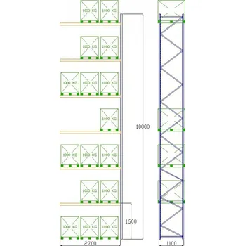 Prodejní regál Pal-Rack 10000 pole 2700 / 1000 kg / přídavné pole