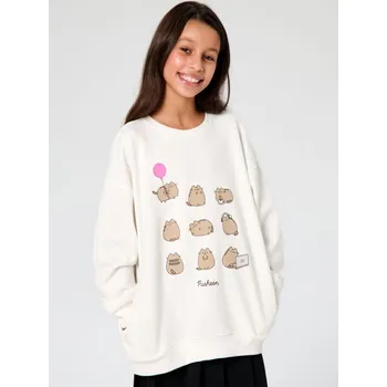 Dívčí oblečení Sinsay - Mikina typu crewneck Pusheen the Cat - krémová - 301GG-01X - 301GG-01X-140