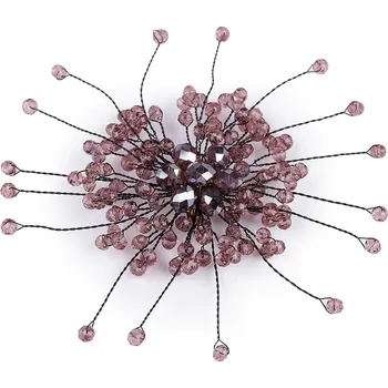 Náramek Brož se skleněnými broušenými korálky Hand made, malé, 10 starorůžová černá