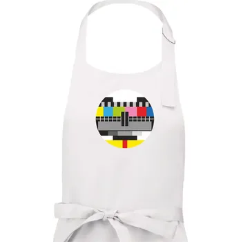 Kuchyňská zástěra No signal televizní obrazec - Dámská zástěra na vaření - Univerzální velikost ( Bílá )