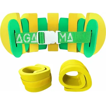 Plovací pás SET plavecký pás Agama SWIM (žlutá/zelená) + rukávky Agama EVA - 7 dílů/do 14 kg