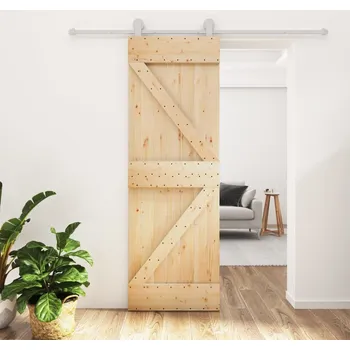 Interiérové dveře Posuvné dveře s kováním 70 x 210 cm masivní borové dřevo IM_3203098