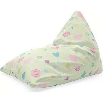 Sedací pytel Sablio Sedací vak Triangl Srdíčka a spirály: 120 x 100 x 100 cm