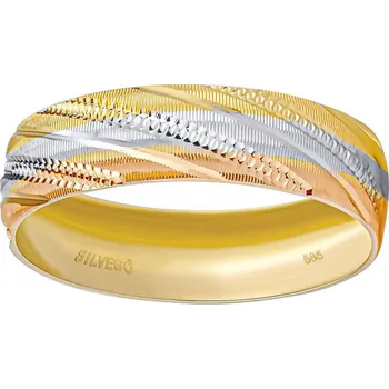 Prsten Zlatý snubní prsten Annissa s ručním rytím bílé, žluté a růžové zlato velikost obvod 65 mm FNNNB36RGYRW-obvod 65 mm