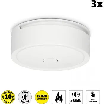 Hlásič požáru Alecto SA61 detektor kouře dle EN14604, sada 3ks, bezdrátově propojitelný, 10 let životnost snímače