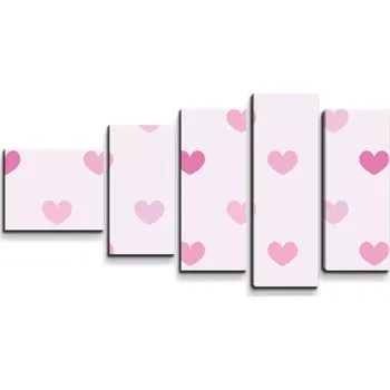 Obraz Sablio Obraz - 5-dílný Růžové srdce - 100x60 cm