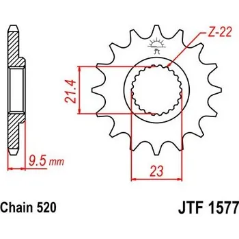 Řetězová sada pro motocykl Řetězové kolečko JT JTF 1577-15 15 zubů, 520