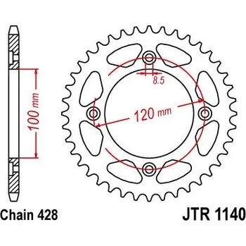 Řetězová sada pro motocykl Řetězová rozeta JT JTR 1140-54 54 zubů, 428