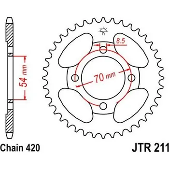Řetězová sada pro motocykl Řetězová rozeta JT JTR 211-42 42 zubů, 420