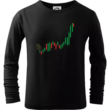 Chlapecké tričko Bitcoin candle bar - Triko dětské Long Sleeve - 134 cm/8 let ( Černá )