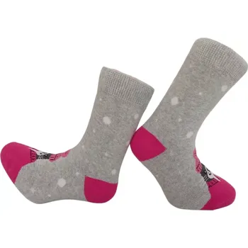 Dámské punčochy Dětské froté ponožky Mrož - 28-32 / malinová/šedá