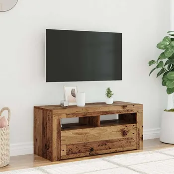 Televizní stolek zahrada-XL TV stolek s LED old wood 90 x 35 x 40 cm kompozitní dřevo 856321