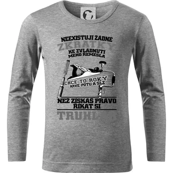 Chlapecké tričko Truhlář zkratky - Triko dětské Long Sleeve - 104-110cm / 3-4 roky ( Tmavě šedý melír )