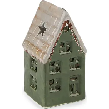 Vánoční dekorace Porcelánový domeček svítící Varianta: 2 zelená, Balení: 1 ks