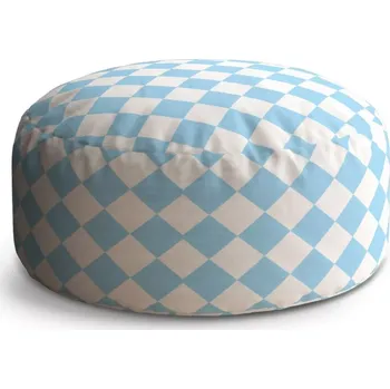 Taburet Sablio Taburet Circle Bílomodré kosočtverce: 38x48 cm