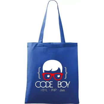 Nákupní taška Code Boy - Taška bavlněná - 42 x 38 cm ( Královská modrá )