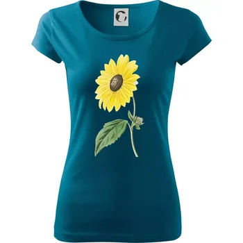 Dámské oblečení Slunečnice otočená - Dámské triko Pure - S ( Petrolejová )