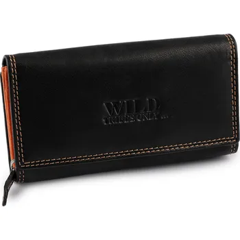 Dámská kožená peněženka 9,5x17 cm, barva 3 černá oranžová