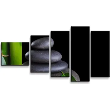Obraz Sablio Obraz - 5-dílný Bambus a kameny - 100x60 cm