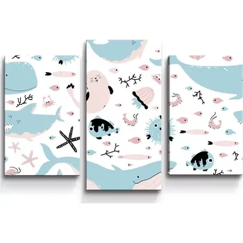 Obraz Sablio Obraz - 3-dílný Animovaný mořský svět - 75x50 cm