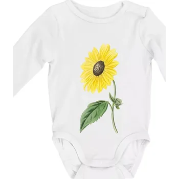 Slunečnice otočená - Body kojenecké s dlouhým rukávem - Dlouhý r. 3-6 měs ( Bílá )