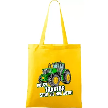 Holky, traktor stojí víc než auto - Taška bavlněná - 42 x 38 cm ( Žlutá )