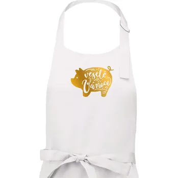 Kuchyňská zástěra Zlaté prasátko - Pánská zástěra na vaření - Univerzální velikost ( Bílá )