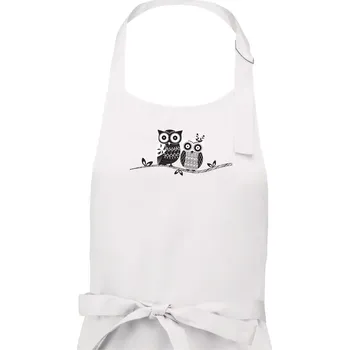 Kuchyňská zástěra Dvě sovy abstraktní - Pánská zástěra na vaření - Univerzální velikost ( Bílá )