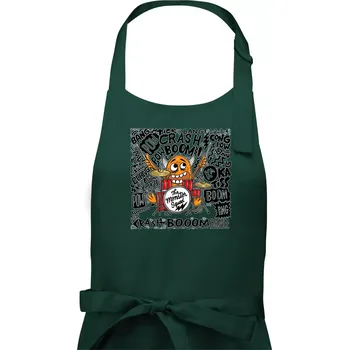 Kuchyňská zástěra Bubeník - the moster squad - Dámská zástěra na vaření - Univerzální velikost ( Lahvově zelená )