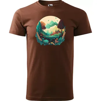 Sablio Tričko s potiskem Kouzlo hor - hnědé S